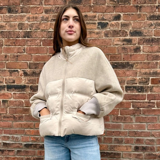 Taupe Beige Puffer Jacket