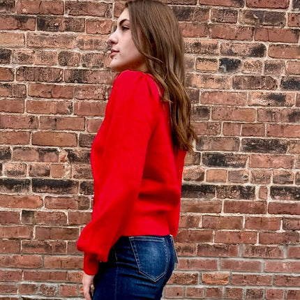 Red Ribbon Bow Trim Cardigan - Shop Simply Apparel