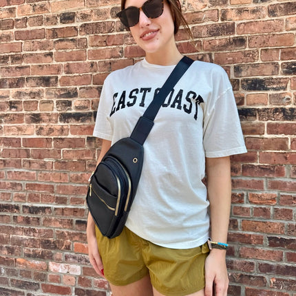 EAST COAST Cream Mineral Washed Graphic Top