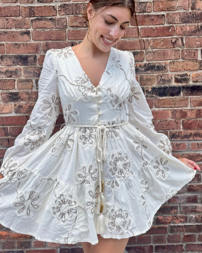Cream ivory boho floral dress