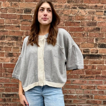 Casual fleece button down top