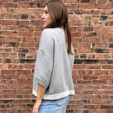 Heather Grey Driftwood Raw Edge Cardigan - Shop Simply Apparel