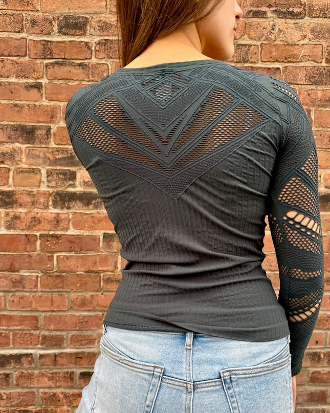 Forest Green Lace Back Top