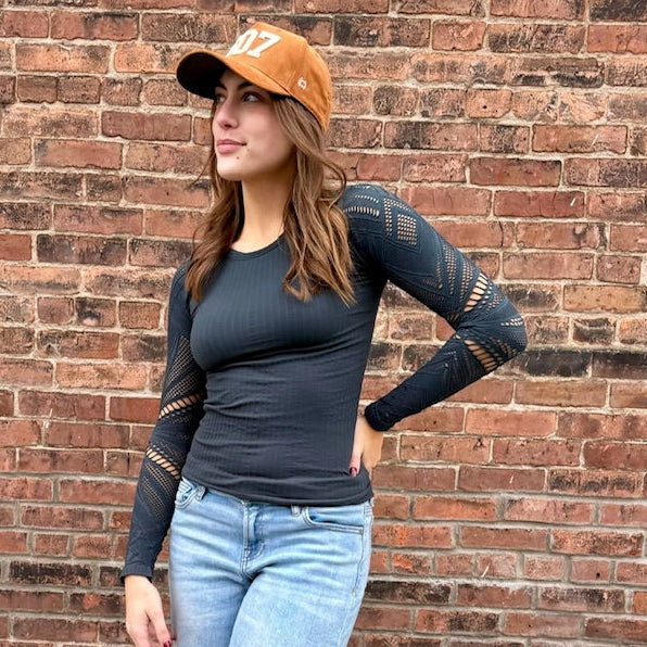 Forest Night Textured Long Sleeve Top - Shop Simply Apparel