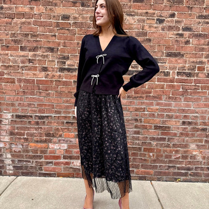 Black Printed Lace Skirt - Shop Simply Apparel