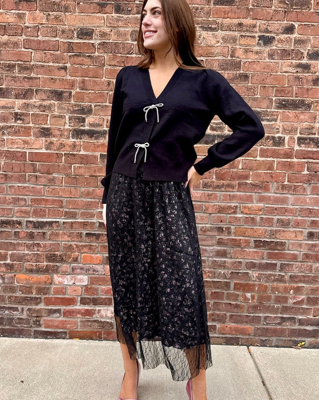 Black Printed Lace Skirt - Shop Simply Apparel