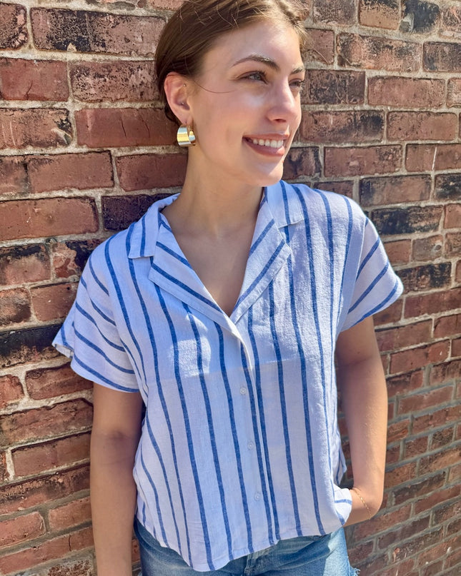 summer striped linen top