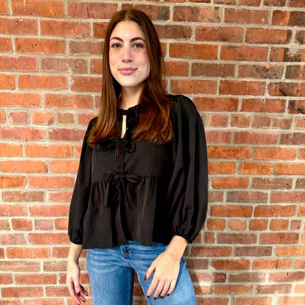 Black Bow Kisses Top - Shop Simply Apparel