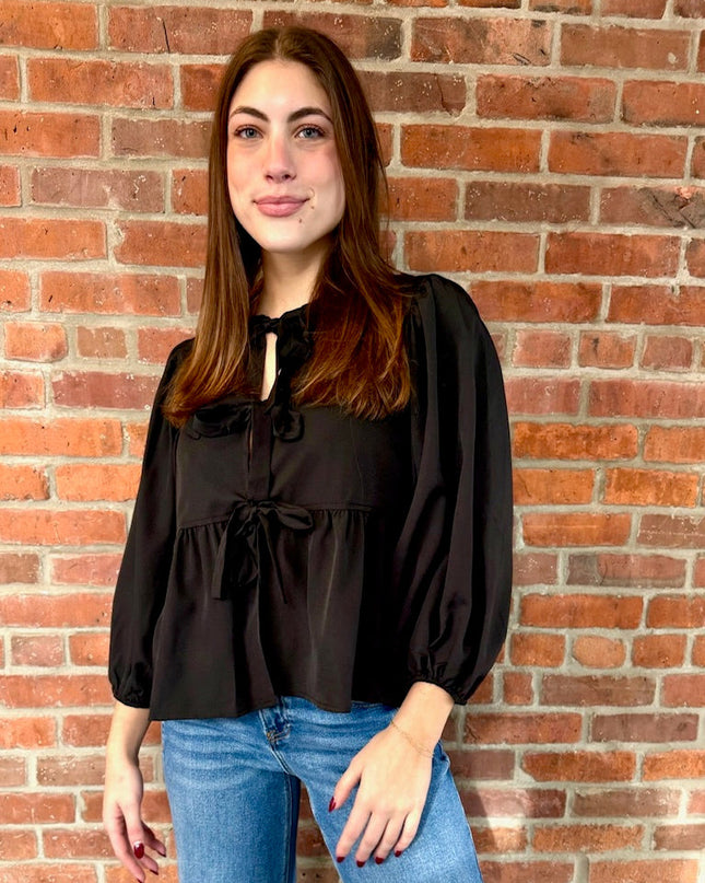 Black Bow Kisses Top - Shop Simply Apparel