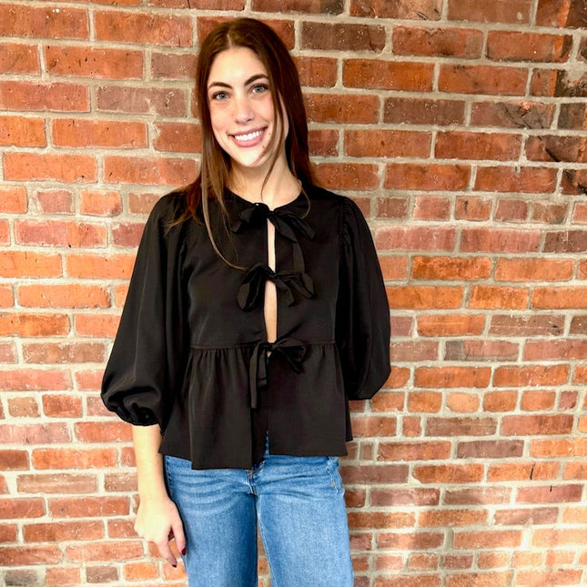 Black Bow Kisses Top - Shop Simply Apparel