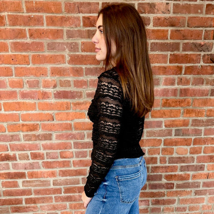 Black Allure Textured Lace Top - Shop Simply Apparel