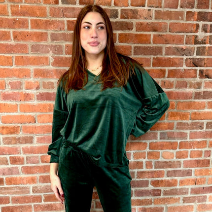 Hunter Green Velvet Top