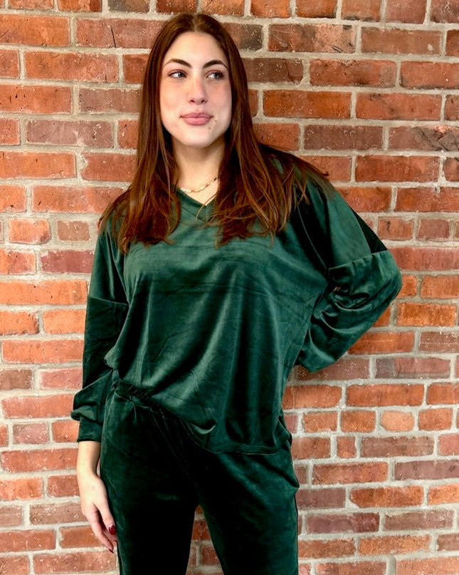 Hunter Green Velvet Top