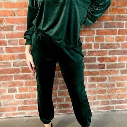 Hunter Green Velvet Jogger