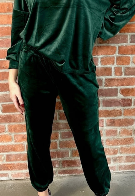 Hunter Green Velvet Jogger