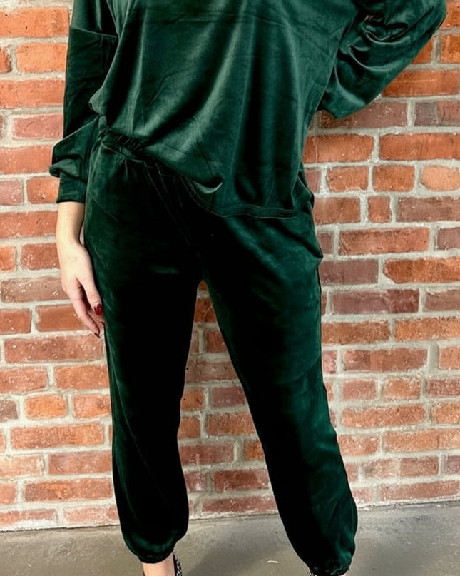 Hunter Green Velvet Jogger