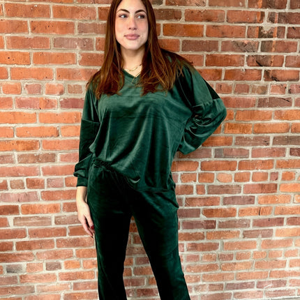 Hunter Green Velvet Knit Top - Shop Simply Apparel