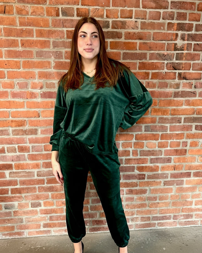 Hunter Green Velvet Knit Top - Shop Simply Apparel