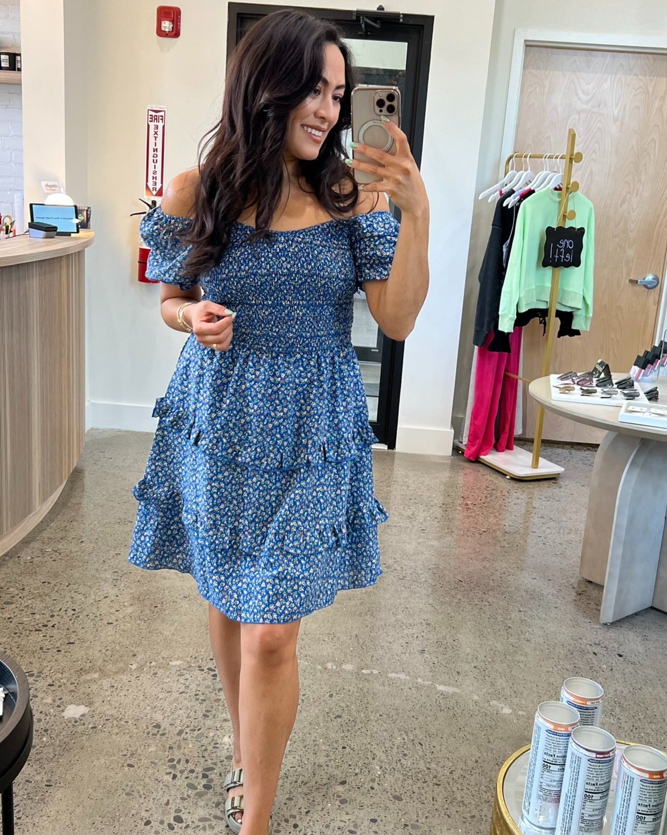 French Floral Short Sleeve Dress