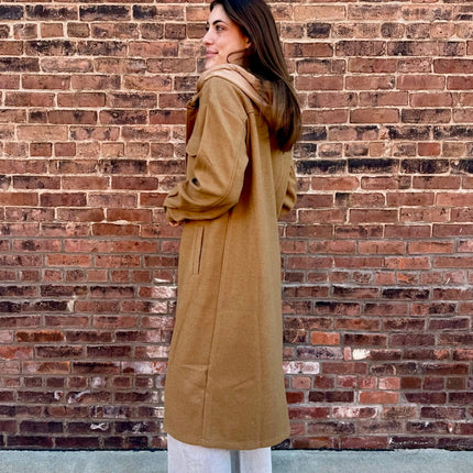 Camel Twofer Hoodie Shacket