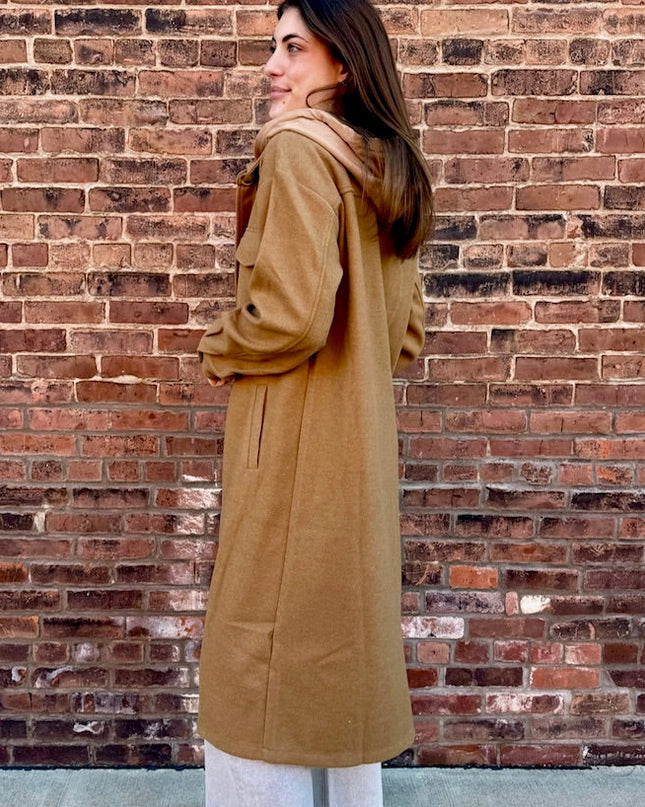 Camel Twofer Hoodie Shacket