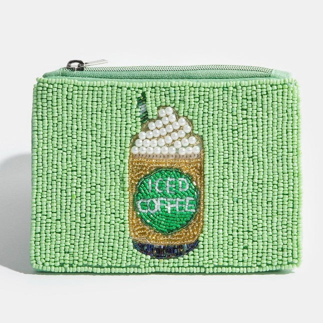 Iced Coffee Seed Beaded Coin Purse - Shop Simply Apparel