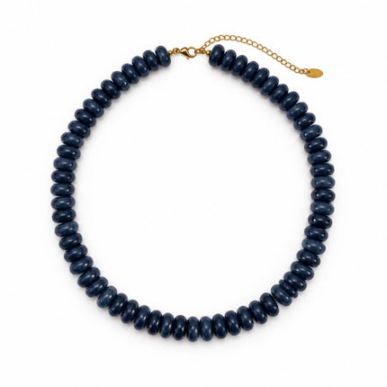 Indigo Swirl Modern Resin Beaded Statement Necklace