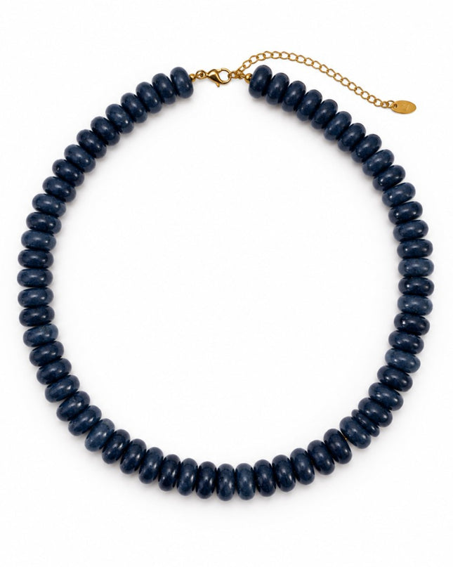 Indigo Swirl Modern Resin Beaded Statement Necklace