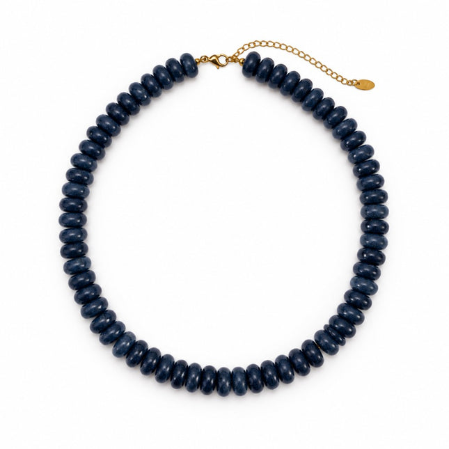 Indigo Swirl Modern Resin Beaded Statement Necklace