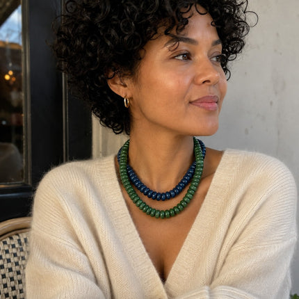 Indigo Swirl Modern Resin Beaded Statement Necklace