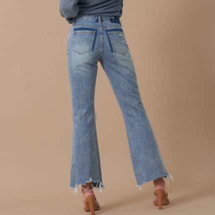 Mid Rise Crop Flare Denim