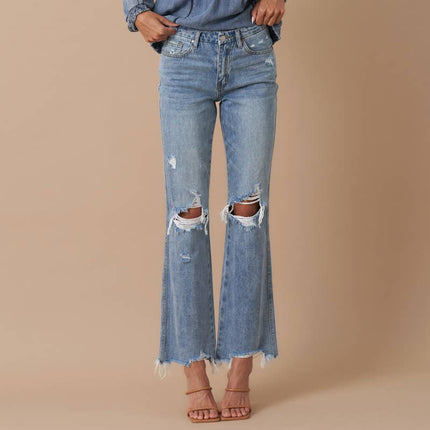 Insane Gene Mid Rise Crop Flare Denim