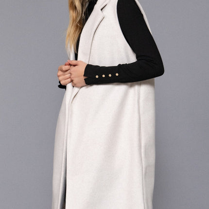 Ivory Heather Sleeveless Soft Open Vest