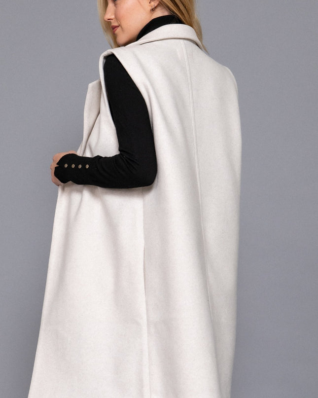 Ivory Heather Sleeveless Soft Open Vest