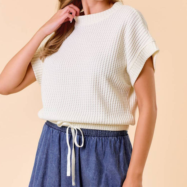 Ivory Waffle Textured Top