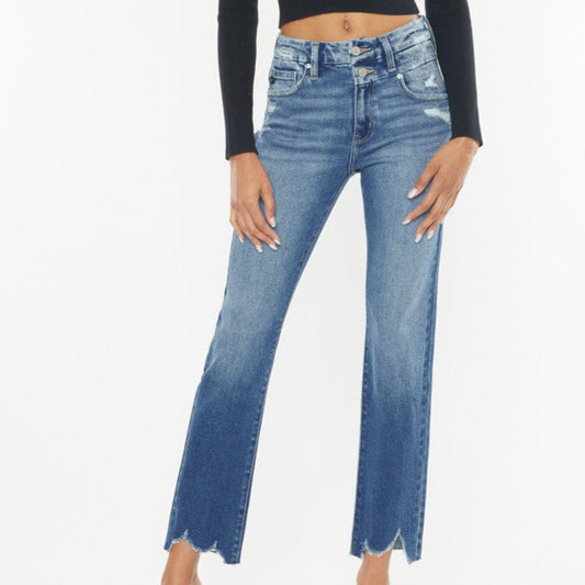 Kan Can High Rise Slim Straight Jeans