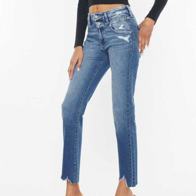 Kan Can High Rise Slim Straight Jeans