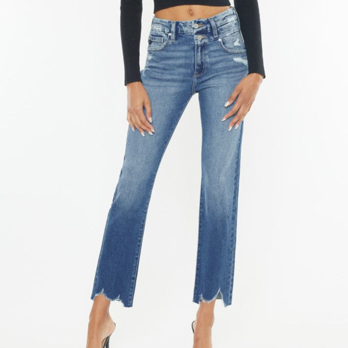 Kan Can High Rise Slim Straight Jeans