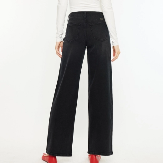 Kan Can Black High Rise Wide Leg Jeans