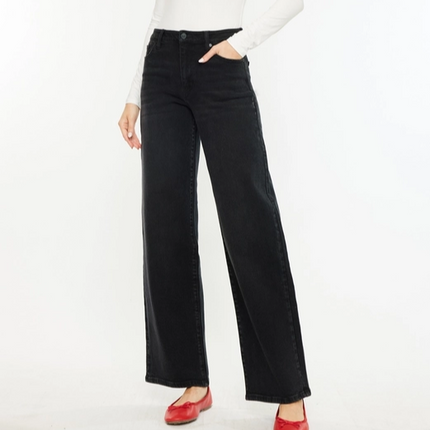 Kan Can Black High Rise Wide Leg Jeans - Shop Simply Apparel
