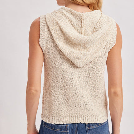 Knit Sweater Hoodie Sleeveless Top - Shop Simply Apparel