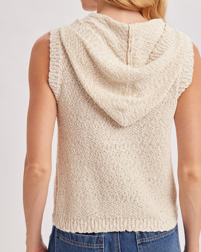 Knit Sweater Hoodie Sleeveless Top - Shop Simply Apparel