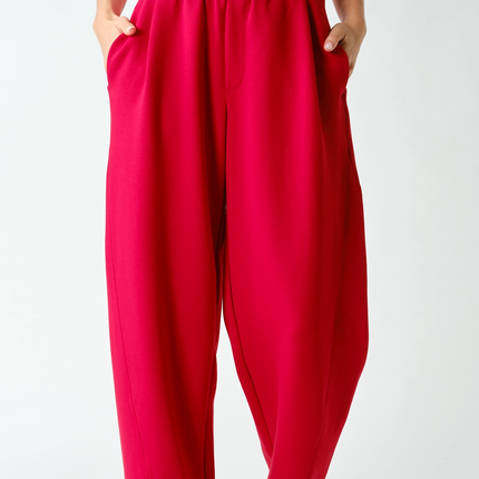 Smitten Cherry Pleated Tapered Barrel Pants