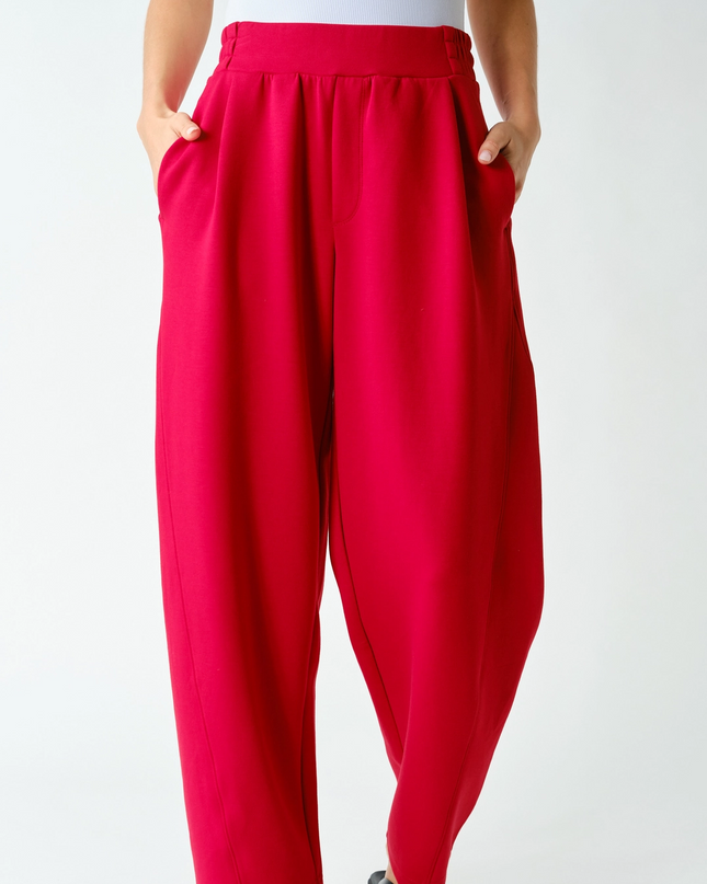 Smitten Cherry Pleated Tapered Barrel Pants