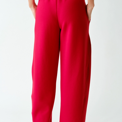 Smitten Cherry Pleated Tapered Barrel Pants