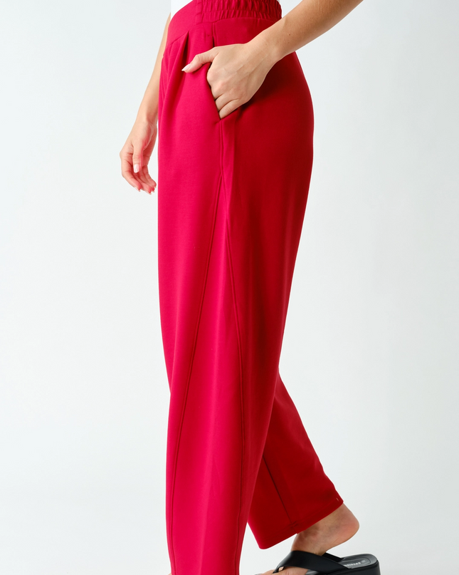 Smitten Cherry Pleated Tapered Barrel Pants