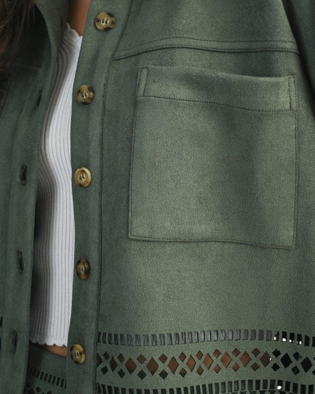 Olive Lasercut Detailing Jacket - Shop Simply Apparel