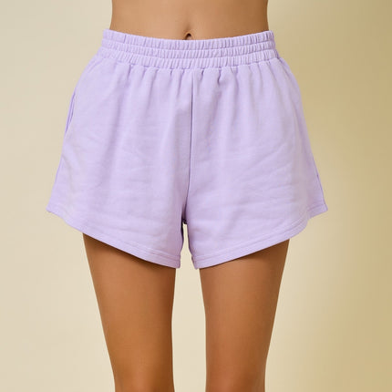 Lavender Relaxed Knit Fleece Shorts - Shop Simply Apparel