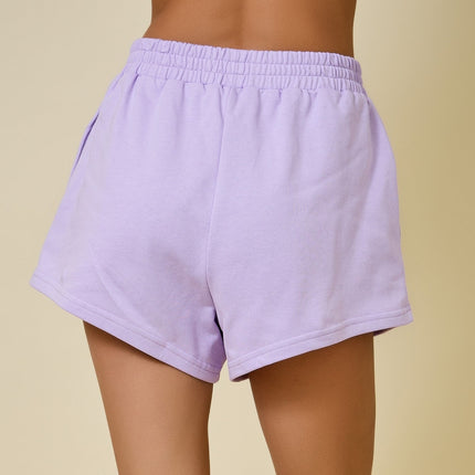 Lavender Relaxed Knit Fleece Shorts - Shop Simply Apparel
