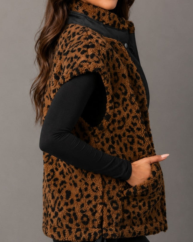 Leopard Fleece Vest